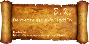Debreczenyi Kálmán névjegykártya